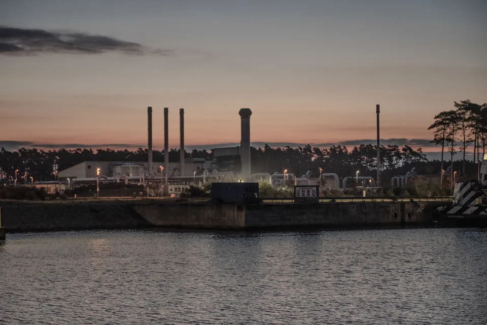 The facility where the Nord Stream 1 gas pipeline emerges from the Baltic Sea in Lubmin, Germany, Sept. 30, 2022. (Laetitia Vancon/The New York Times)