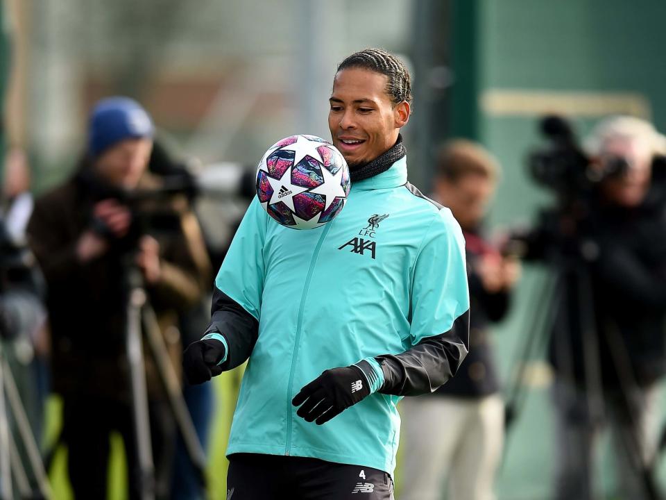 Virgil van Dijk of Liverpool during a training session: Liverpool FC via Getty Images