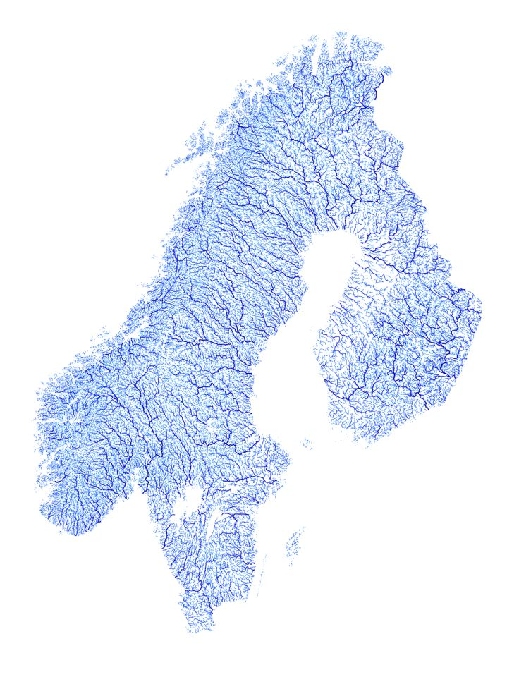 Cursos fluviales de Suecia, Noruega y Finlandia.