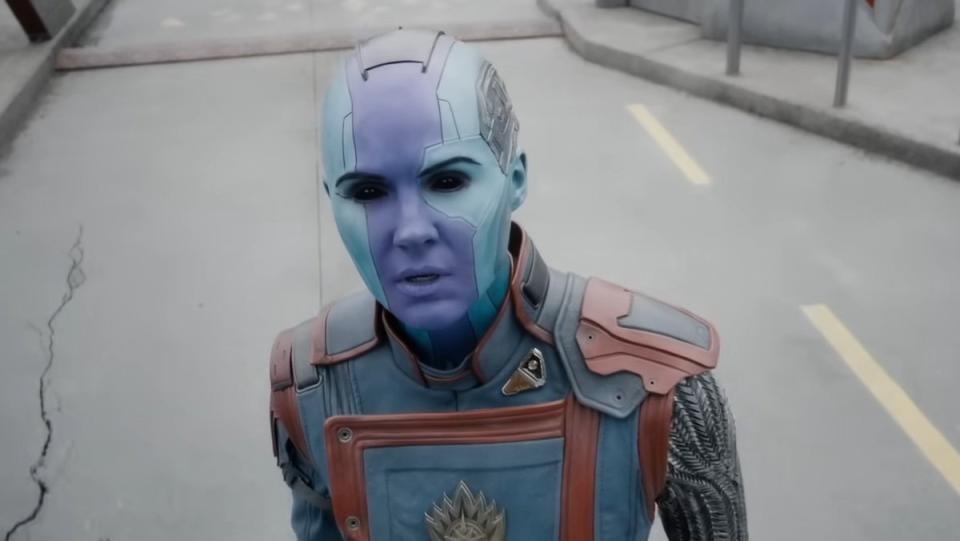 Nebula looks surprised in Guardians of the Galaxy Vol. 3