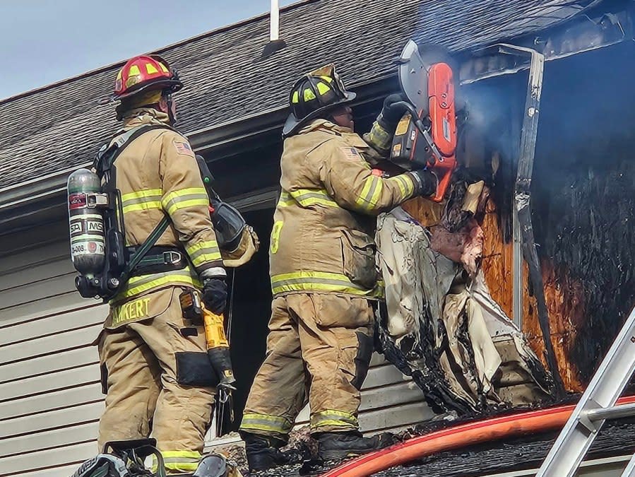 Crews responded to a fire at a townhome in Penn Township, York County on Saturday, April 13, 2024. (Photo Courtesy: Hanover Area Volunteer Fire & Rescue)