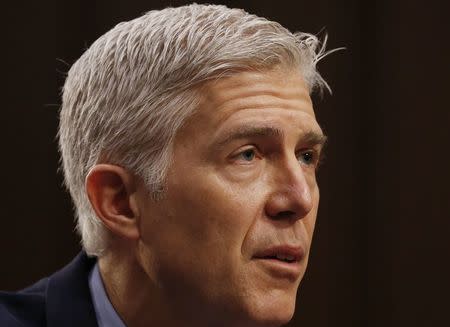 U.S. Supreme Court nominee judge Neil Gorsuch testifies during the second day of his Senate Judiciary Committee confirmation hearing on Capitol Hill in Washington, U.S., March 21, 2017.