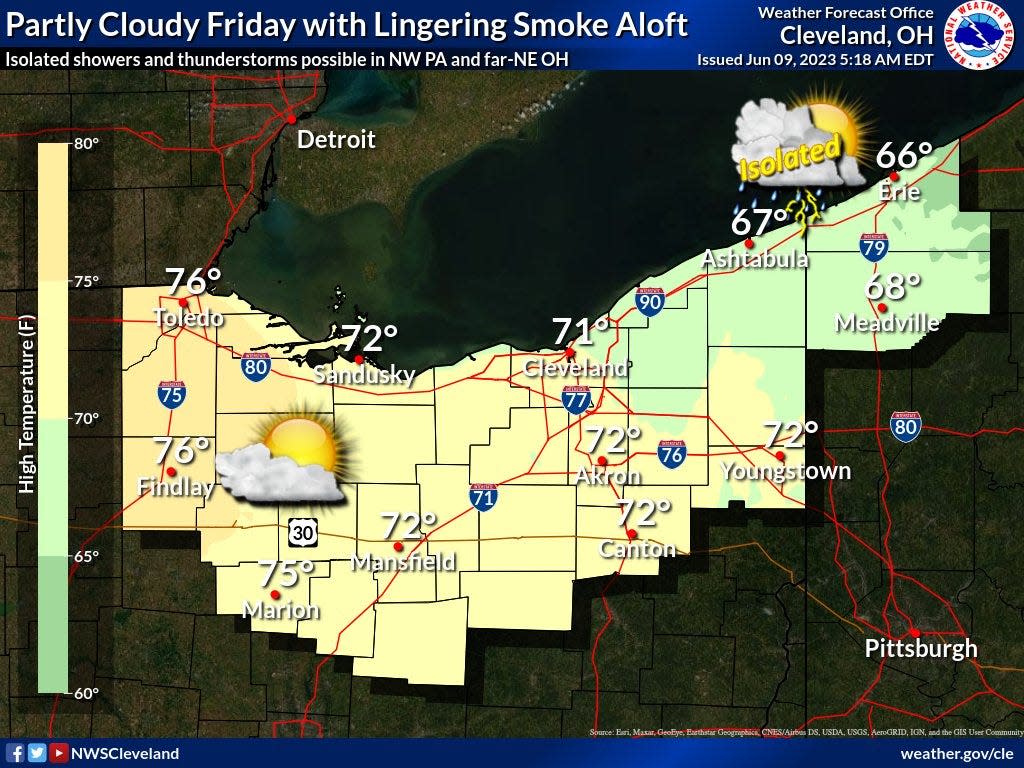 Some smoke from the wildfires in Canada are expected to linger on Friday.