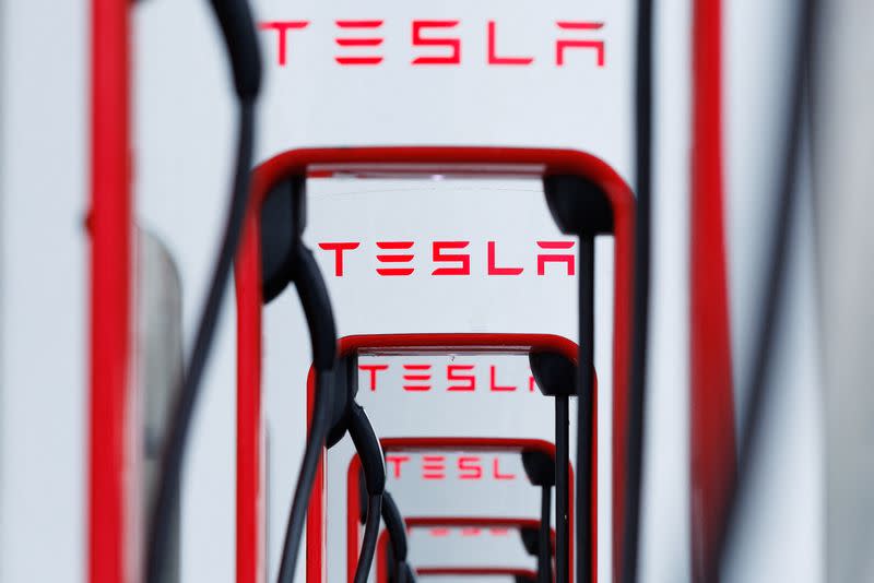 Tesla superchargers shown in Los angeles