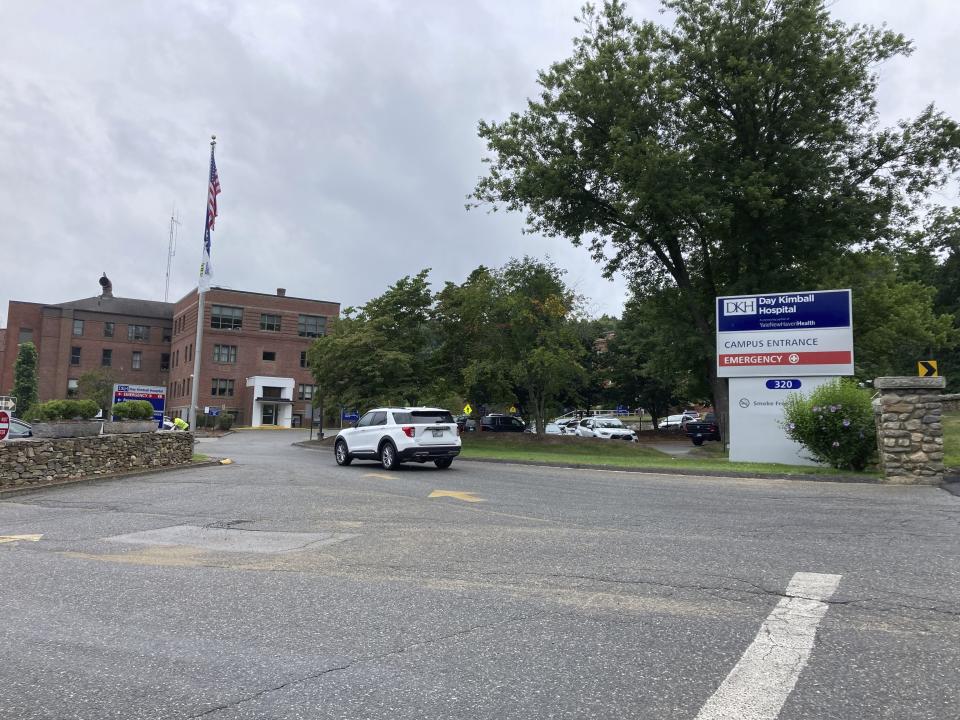 A car enters the drive at Day Kimball Hospital, Monday, July 18, 2022 in Putnam, Conn. Residents are concerned with Day Kimball Healthcare's plans to affiliate with Covenant Healthcare, a Catholic health system that abides by directives set by the U.S. Conference of Catholic Bishops.. (AP Photo/Susan Haigh)