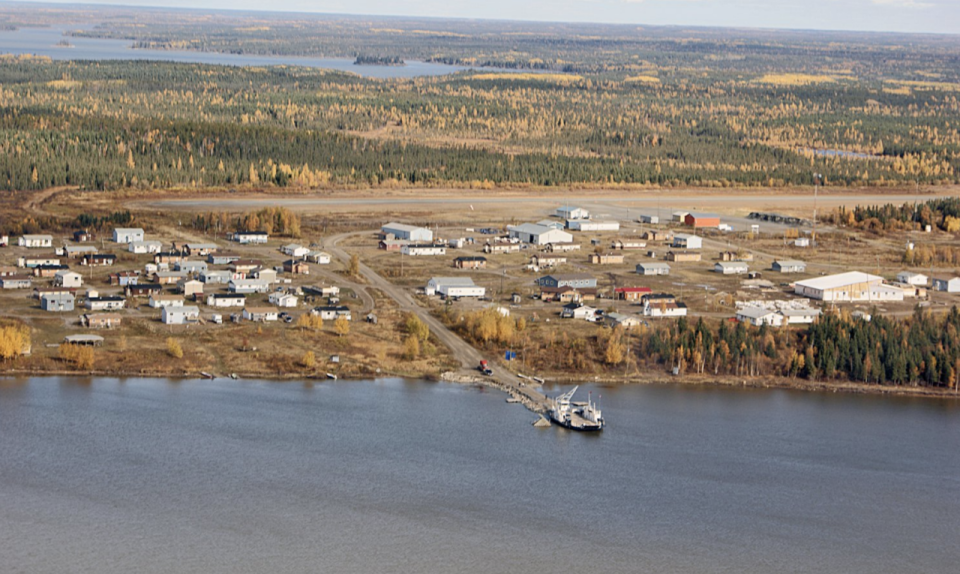 An aerial image shows the small community of  York Landing. 