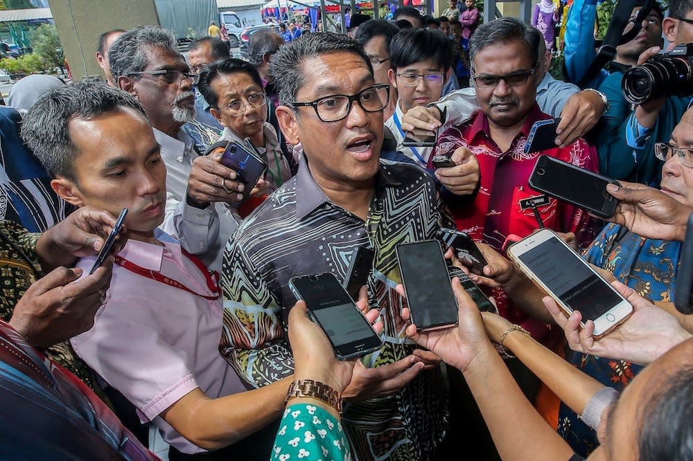 Perak Mentri Besar Datuk Seri Ahmad Faizal Azumu speaks to the press at the launch of SkilssMalaysia 2.0:Skills4all at the Perak Industrial Training Institute in Ipoh December 3, 2019. — Picture by Farhan Najib