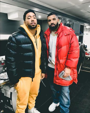 <p>Kevin Miles Instagram</p> Kevin Miles (Jake from State Farm) and Drake in 202.