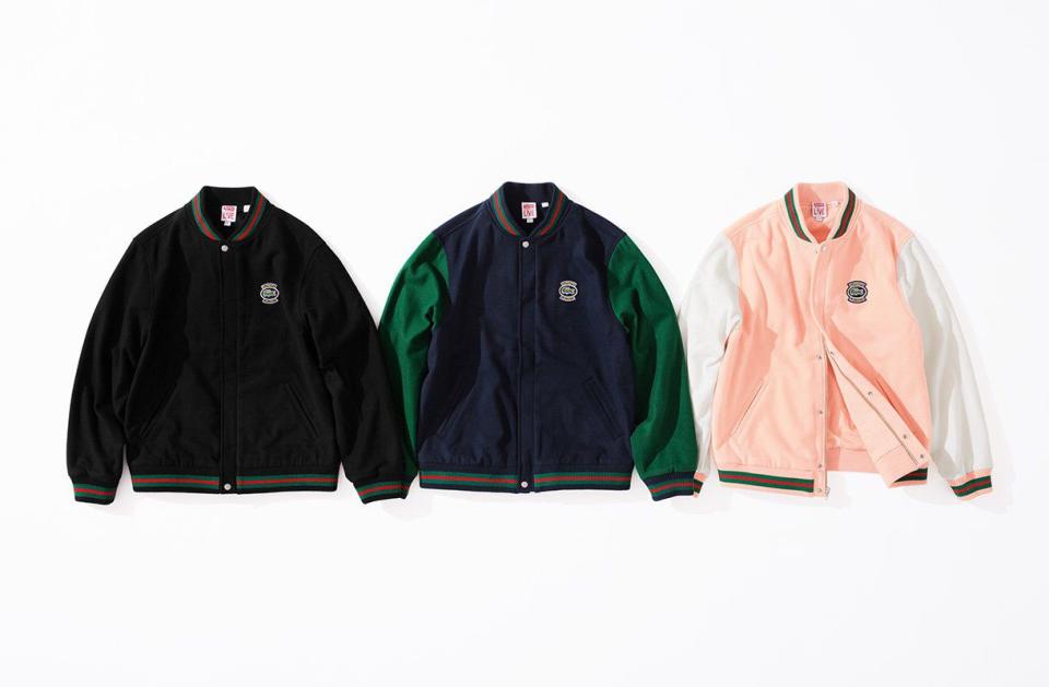 <p><strong>Wool Varsity Jacket</strong></p><p><a rel="nofollow noopener" href="http://www.supremenewyork.com/shop" target="_blank" data-ylk="slk:SHOP SUPREME;elm:context_link;itc:0;sec:content-canvas" class="link ">SHOP SUPREME</a></p>