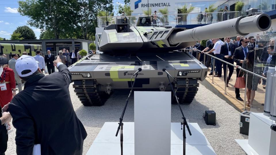 Rheinmetall presented its Panther main battle tank proposal at the Eurosatory defense exhibition in Paris on June 13, 2022. (Sebastian Sprenger/Staff)