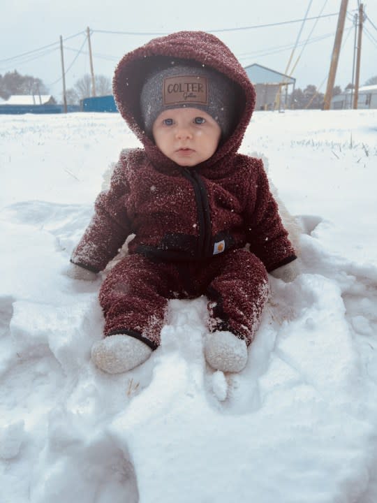 Colter Lovett is experiencing his first snow in Chapel Hill (Courtesy: Haley Lovett)