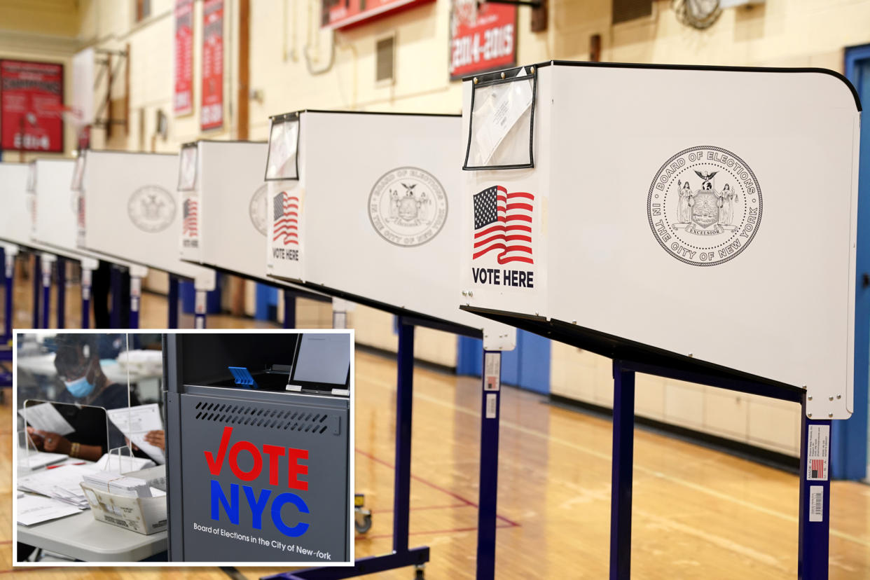 A general view of voting stations during the 2020 presidential election