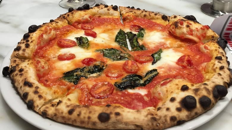 Margherita pizza cherry tomatoes