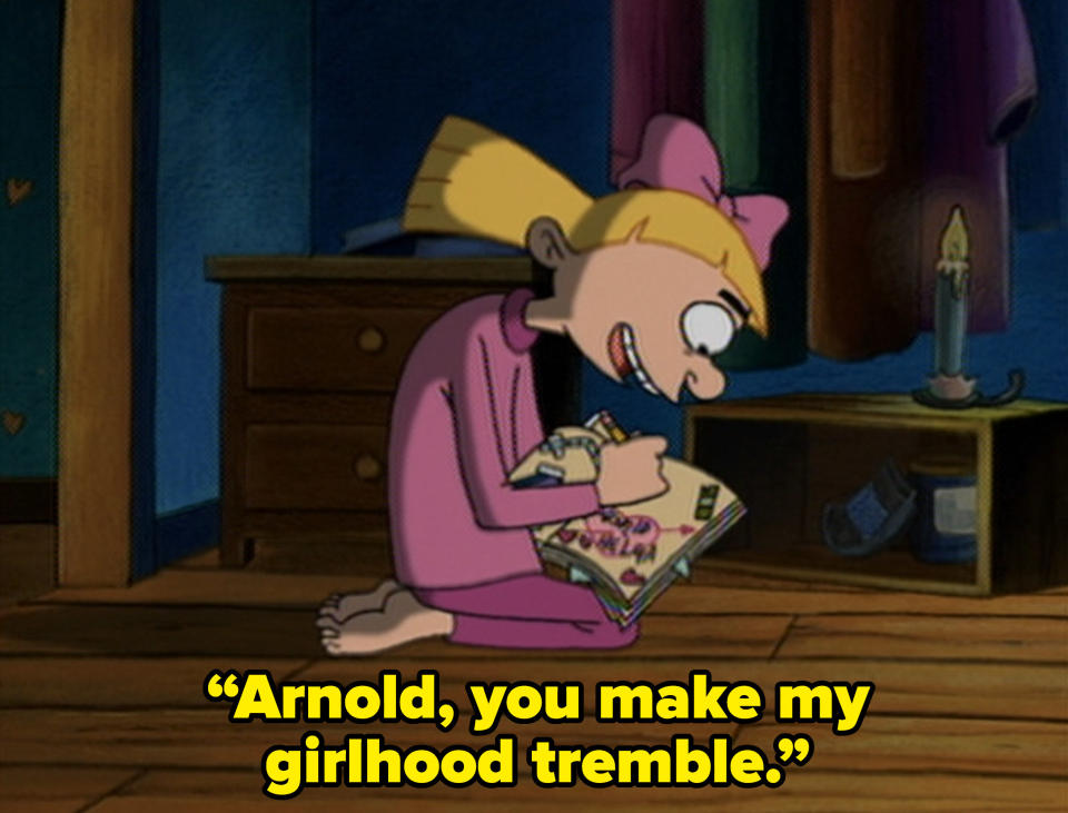 helga writing arnold you make my girlhood tremble on hey arnold