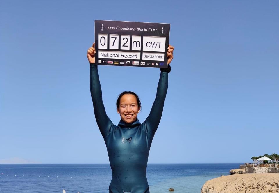 Singapore freediver Michelle Ooi set the national women's CWT record at the AIDA Freediving World Cup Mini Competition. (PHOTO: Zen Freediving)