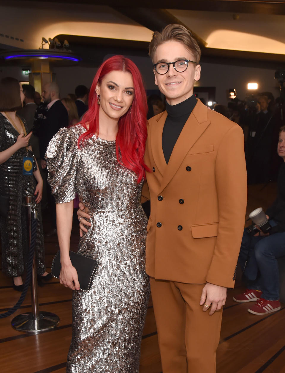 LONDON, ENGLAND - MARCH 01:  Dianne Buswell and Joe Sugg attend The WhatsOnStage Awards 2020 at The Prince of Wales Theatre on March 1, 2020 in London, England.  (Photo by David M. Benett/Dave Benett/Getty Images)