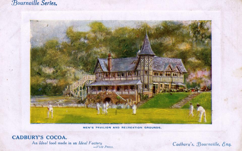 A drawing of the Men's Pavilion & Recreation Grounds, Bournville, from 1910
