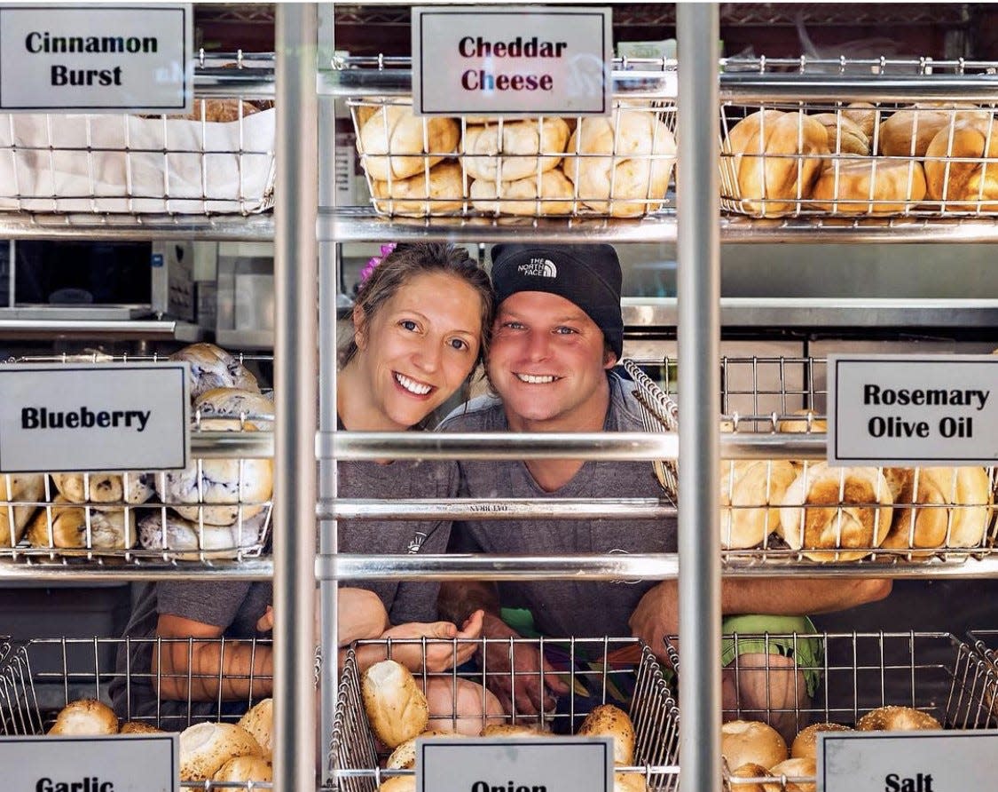 Pictured, Coastal Cravin' Bagelry owners Josh Legg and Allison Mayo-Legg