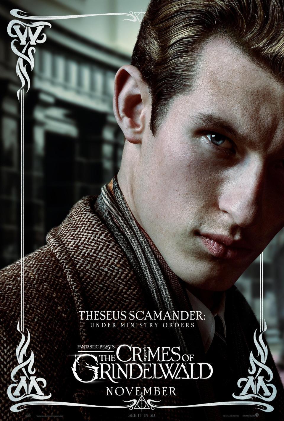 Callum Turner as Theseus Scamander on his &lt;i&gt;Fantastic Beasts and the Crimes of Grindelwald&lt;/i&gt; character poster. (Warner Bros.)