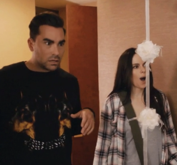 Dan Levy and Emily Hampshire in "Schitt's Creek"