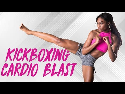 <p>Put yourself in the challenge seat for this full body kickboxing workout targeting your glutes, stomach and upper arms. You'll learn how to jab and roundhouse kick, working your core as well as the rest of your body.</p><p><strong>Targets:</strong> Full body</p><p><strong>Duration: </strong>30 minutes</p><p><a href="https://www.youtube.com/watch?v=RH0vLSlHY5U" rel="nofollow noopener" target="_blank" data-ylk="slk:See the original post on Youtube;elm:context_link;itc:0;sec:content-canvas" class="link ">See the original post on Youtube</a></p>
