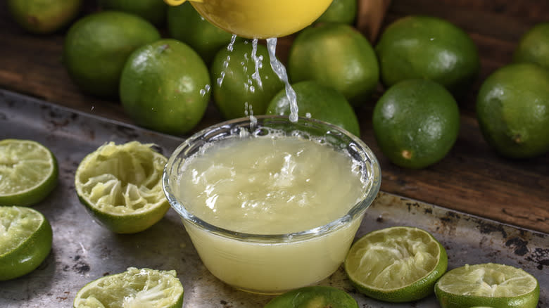 lime juice being squeezed