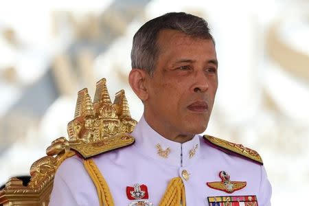 Thailand's King Maha Vajiralongkorn Bodindradebayavarangkun watches the annual Royal Ploughing Ceremony in central Bangkok, Thailand, May 12, 2017. REUTERS/Athit Perawongmetha