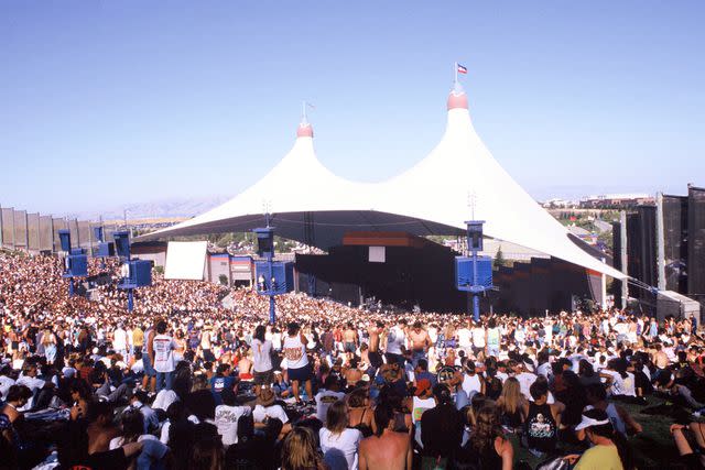 <p>Tim Mosenfelder/Getty </p> Lollapalooza in July 1992 in Mountain View, California