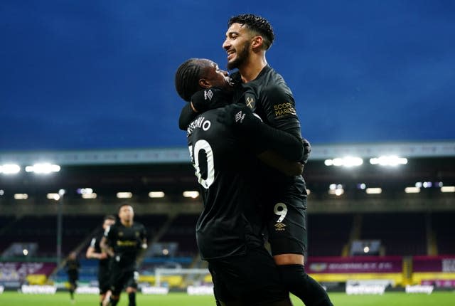 Michail Antonio and Said Benrahma (right) celebrate