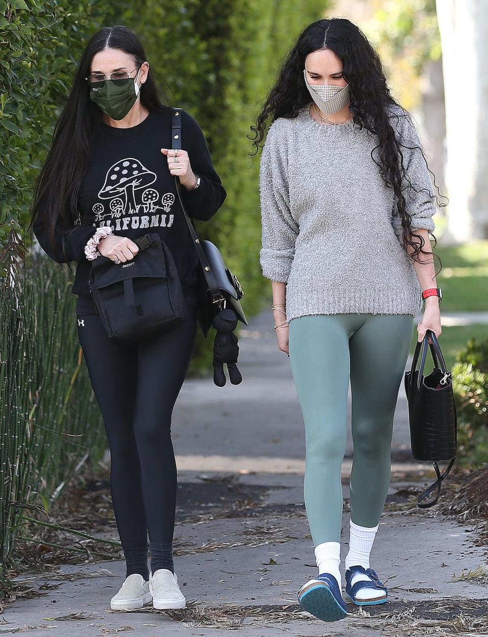 <p>Demi Moore and Rumer Willis leave a pilates class together in Weest Hollywood, California on Monday. </p>