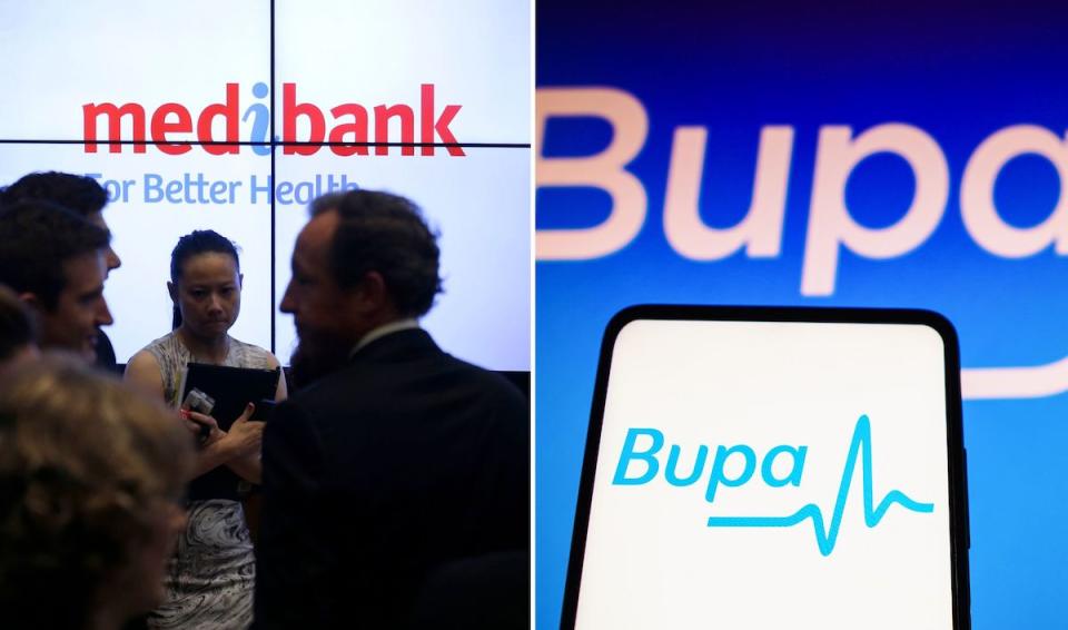 Compilation image of health fund insurers logos Bupa and Medibank