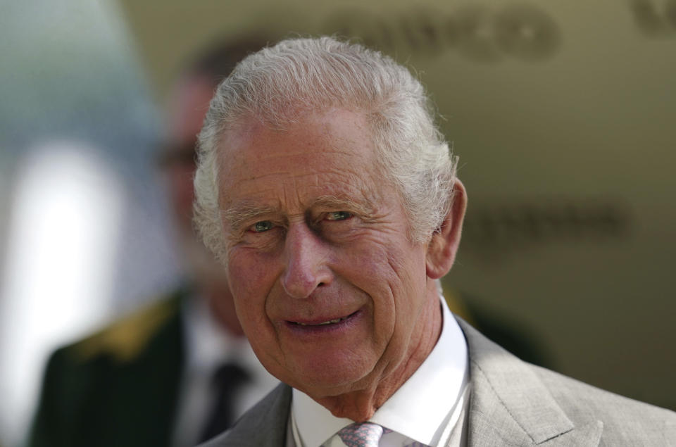 Britain's King Charles III looks on during day four of Royal Ascot at Ascot Racecourse, England, Friday June 23, 2023. (David Davies/PA via AP)