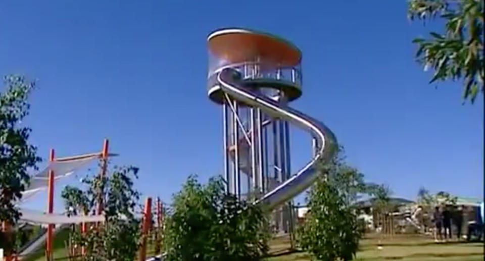 Children and adults have suffered broken bones, burns and bruises on a giant slippery slide in western Sydney. Source: 7 News