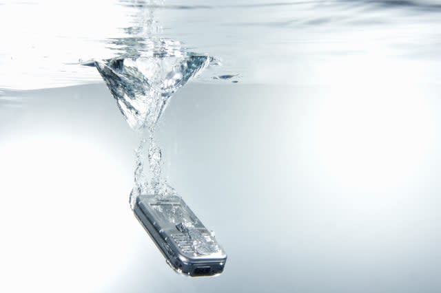 Mobile phone falling into water