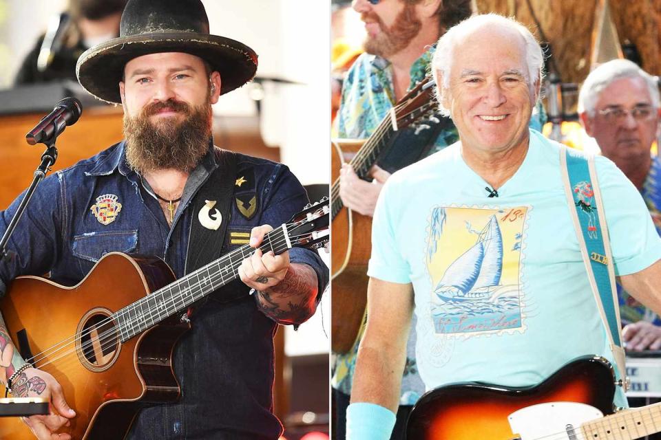 <p>Slaven Vlasic/Getty; Bennett Raglin/WireImage</p> Zac Brown in May 2017; Jimmy Buffett in August 2013