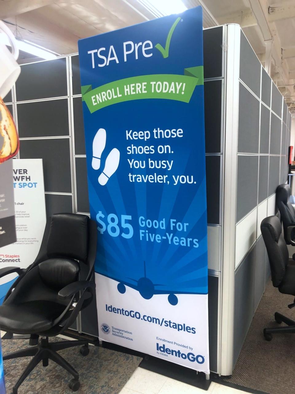 TSA pre-check appointment sign