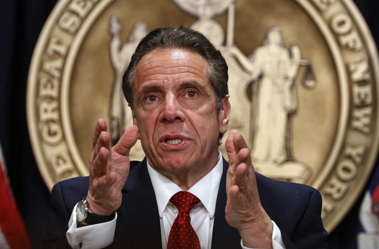 Gov. Cuomo speaks during a news conference at his offices in New York on March 24.