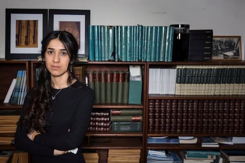 Yazidi survivor Nadia Murad poses for a portrait at United Nations headquarters in New York - Credit: Reuters