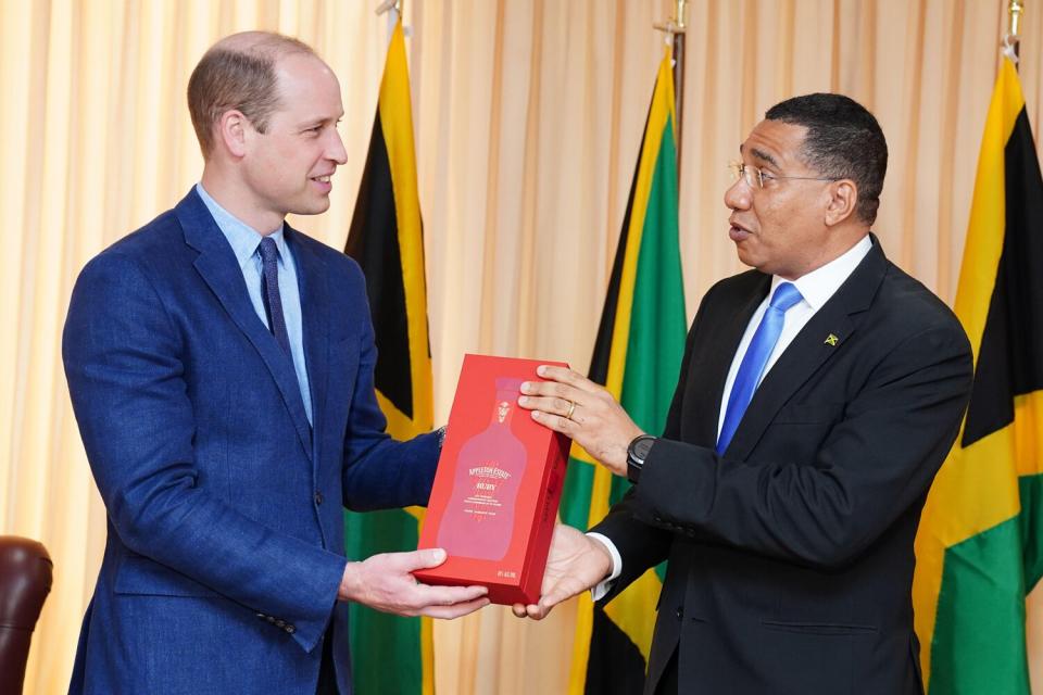 The Duke of Cambridge with the Prime Minister of Jamaica, Andrew Holness