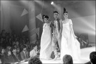 <p>Models on the runway at Vivienne Westwood's fall 1981 fashion show.</p>