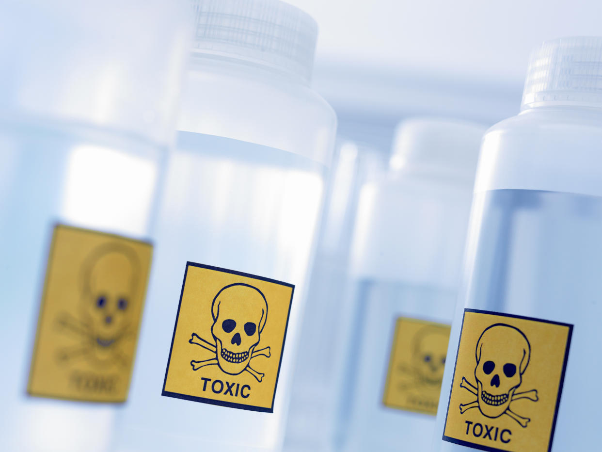 Bottles of toxic chemicals