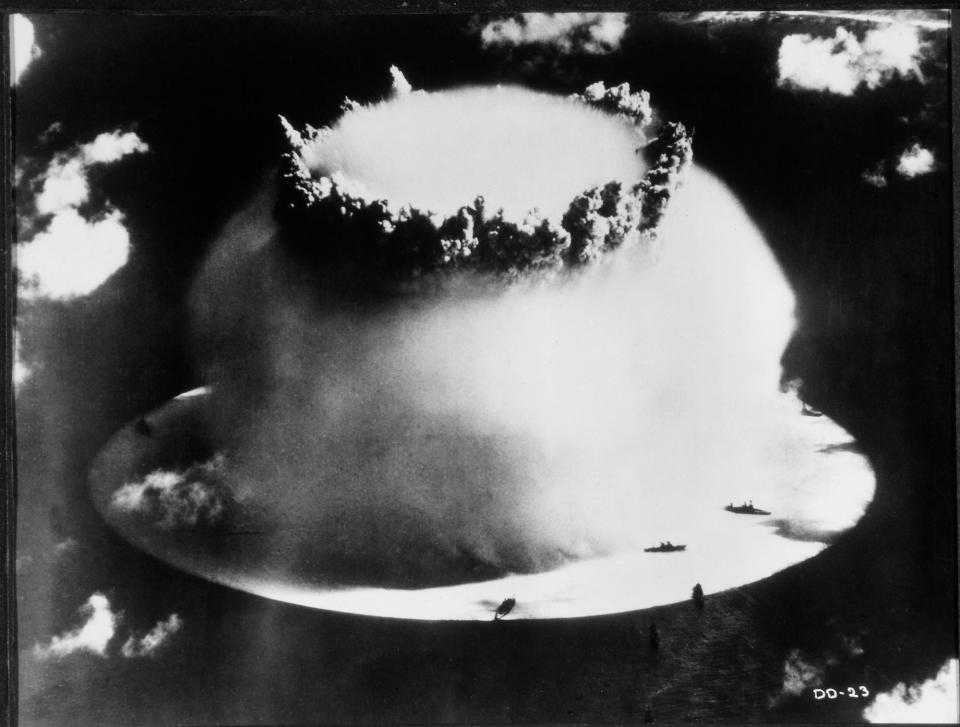 A US nuclear bomb set off at Bikini Atoll in 1946 tested the weapon's effects on warships.