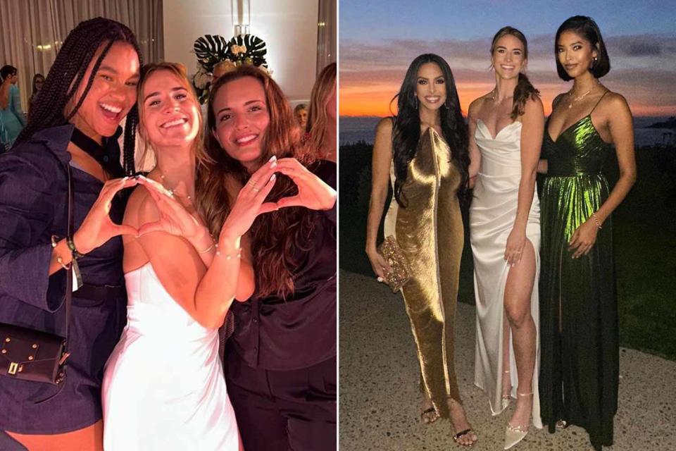 <p> Satou Saball/Instagram, Vanessa Bryant/Instagram</p> Basketball Star Sabrina Ionescu poses with guests during her wedding on March 11