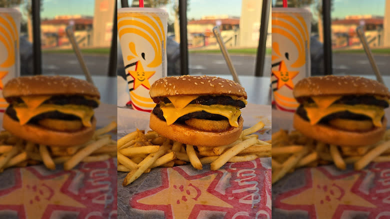 Carl Jr's burger and fries