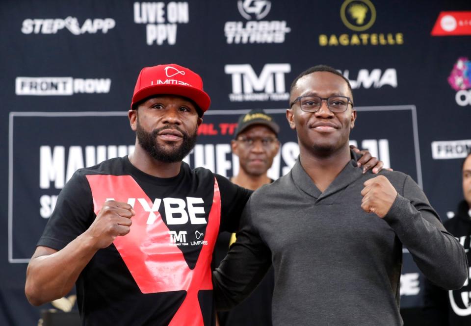 Floyd Mayweather (left) faces Deji in an exhibition fight in Dubai (Getty Images)