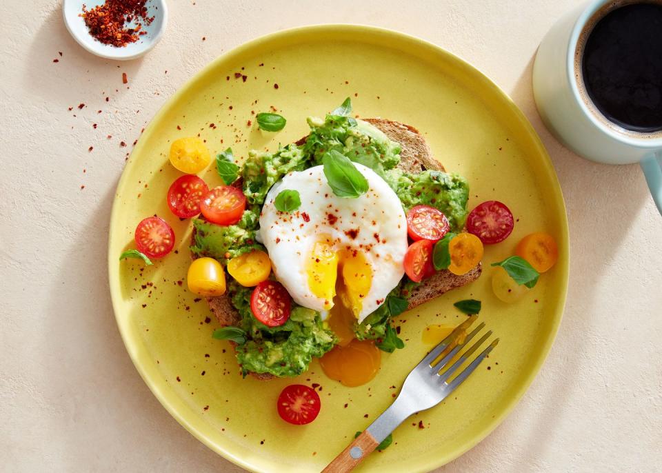 Air Fryer Poached Egg Avocado Smash Toast