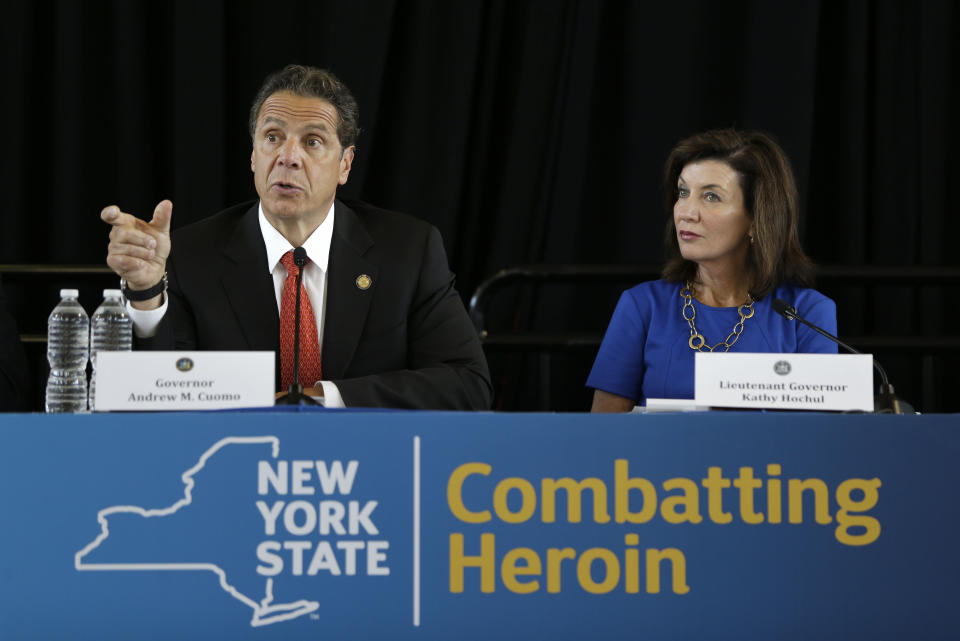 Andrew Cuomo, left, and Kathy Hochul 