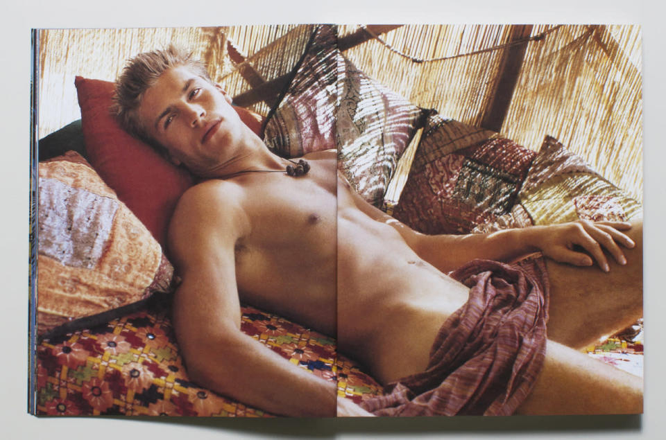 A male model reclines in a 2002 issue of “A&F Quarterly.”