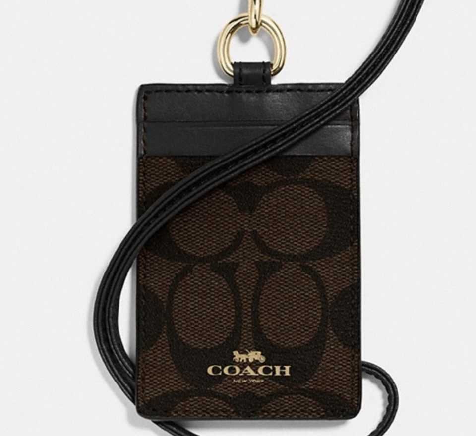 Coach ID Lanyard In Signature Canvas - Dark Brown