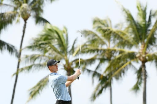 Australian Cameron Davis tees off on the seventh hole at Waialae Country Club in the second round of the US PGA Tour Sony Open